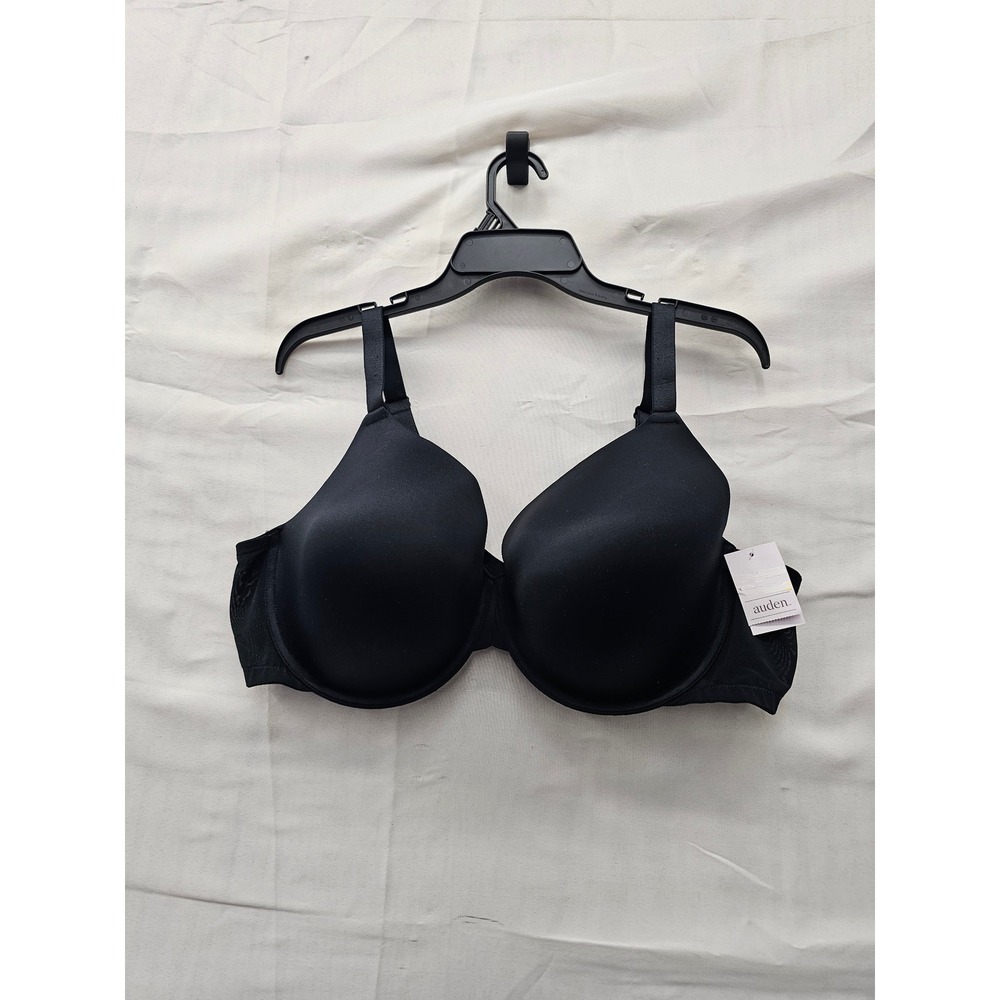 Auden Womens Demi Underwire Bra Black Nylon Blend Casual Size 44DD
